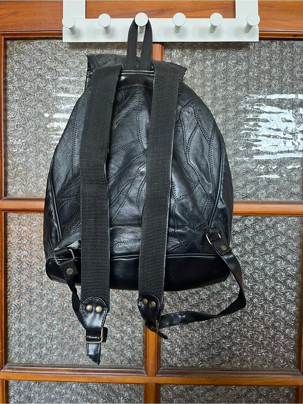 Classic Black Leather Everyday Backpack